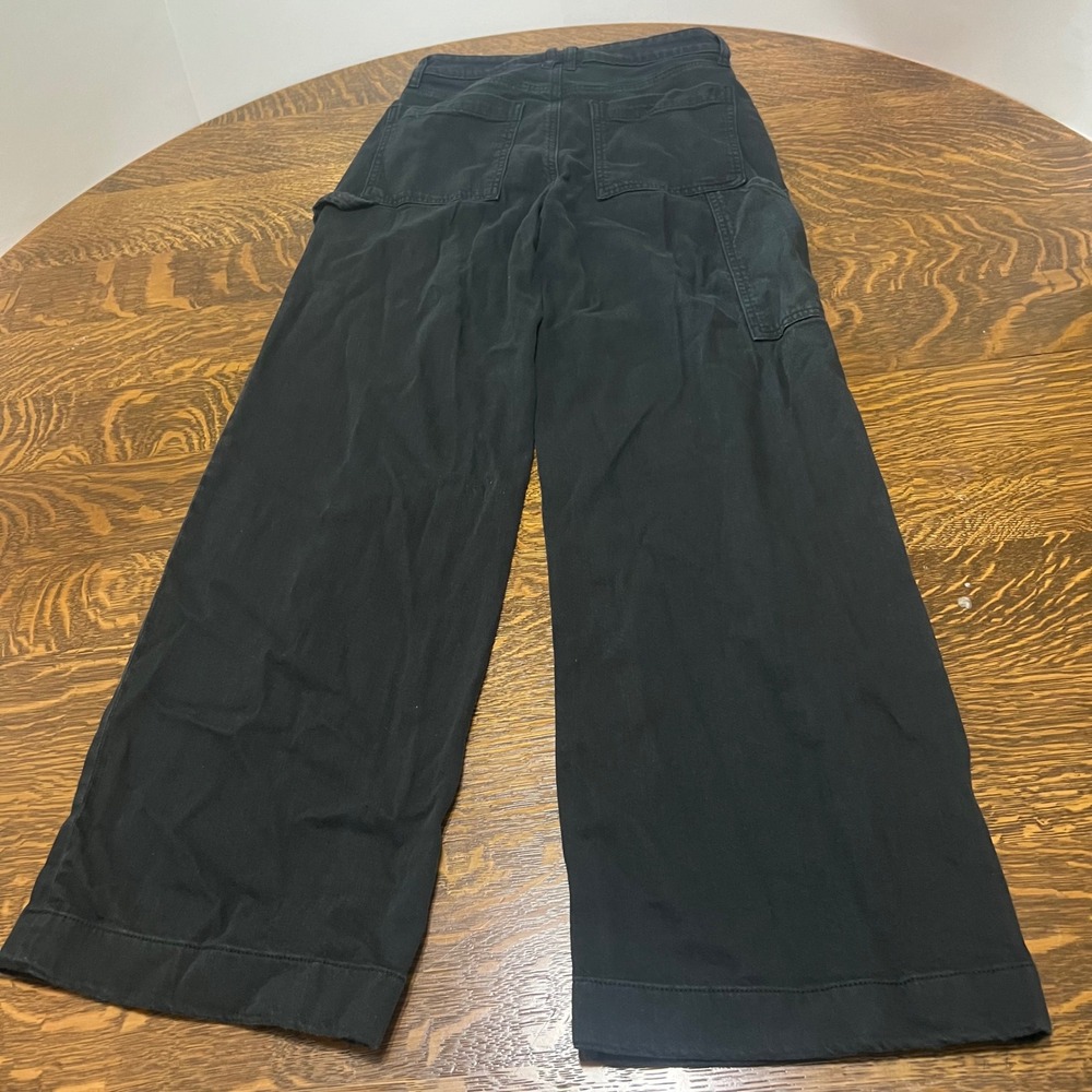 American Eagle Baggy Wide Leg Pants Womens Size 2 Black Carpenter Grunge Skater